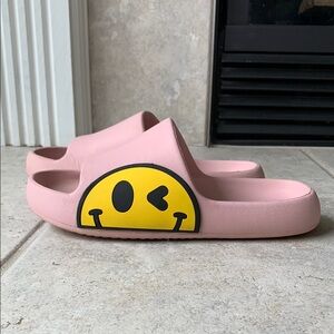 Pink Kids Slide Sandals with Smiley Face